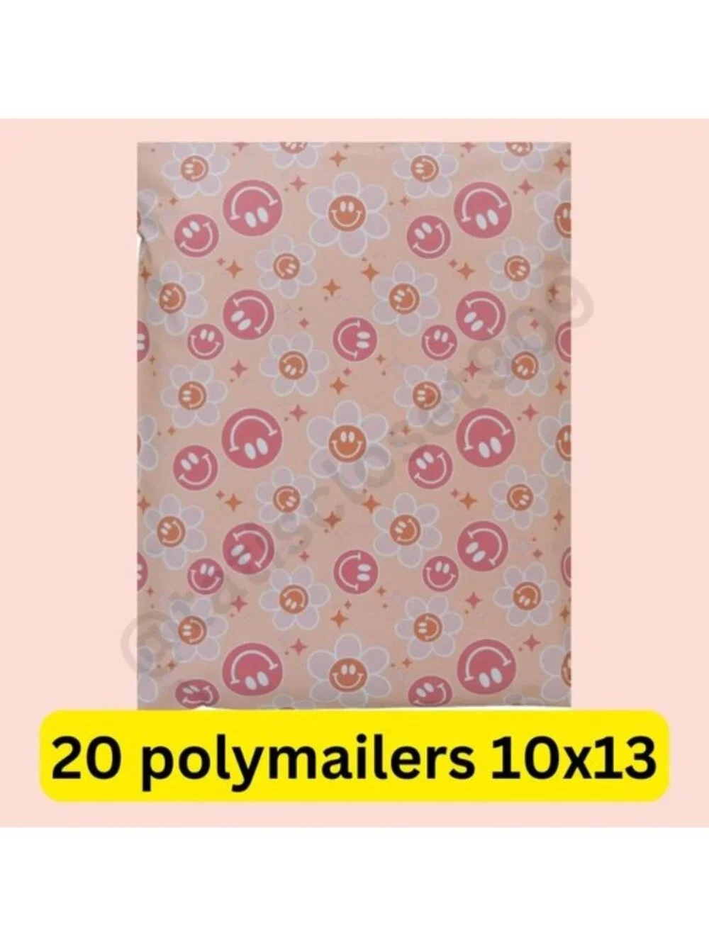 20 poly mailers smiley print self seal size 10x13
